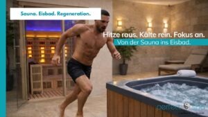 Wechsel von Sauna zu Eisbad als Teil moderner Regeneration und Kontrasttherapie